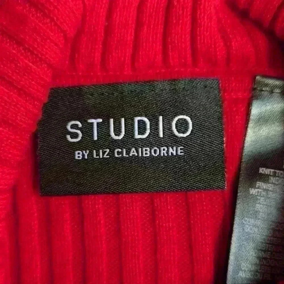 Liz Claiborne Studio Sweater Womens Size Medium Turtleneck Cotton Knit Sweater - Picture 4 of 10